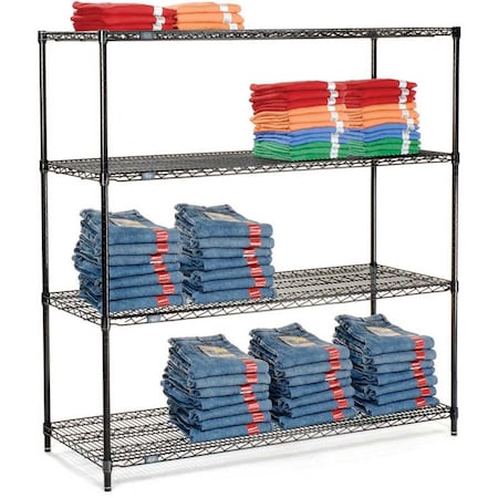 Nexel 5 Tier Black Epoxy Wire Shelving Starter Unit, 72W x 18D x 74H 18727B5